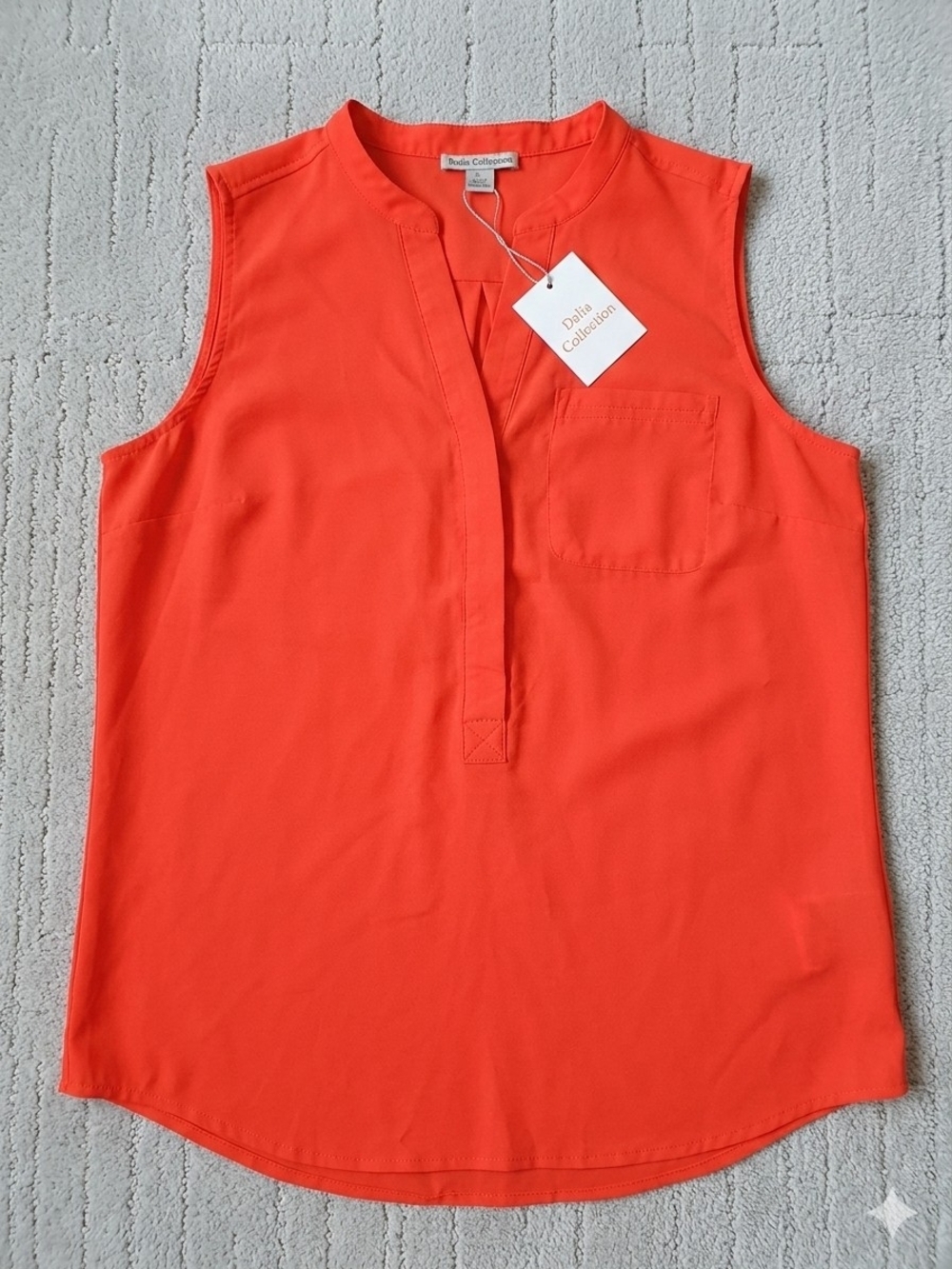 Dalia Collection Sleeveless Split-Neck Camisole - Coral /Scarlet